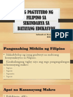 Ang Pagtuturo NG Filipino Sa Sekundarya Sa Batayang Edukasyon