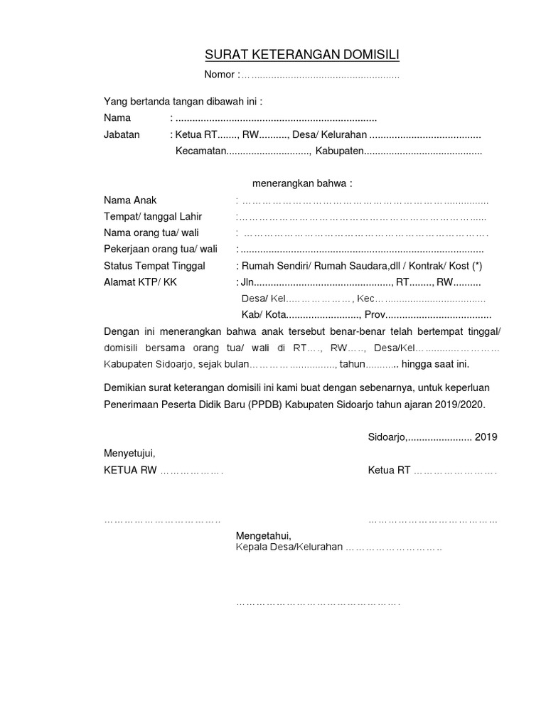 Surat Keterangan Domisili Pdf