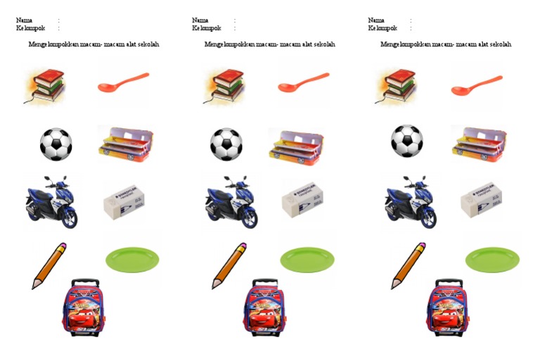 Mengelompokkan Alat Alat Tulis