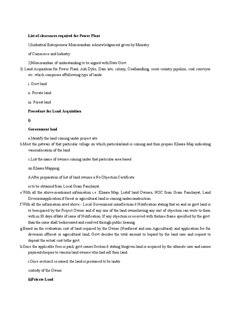 Power Plant Clearance Requirements Guide | PDF | Microsoft ...
