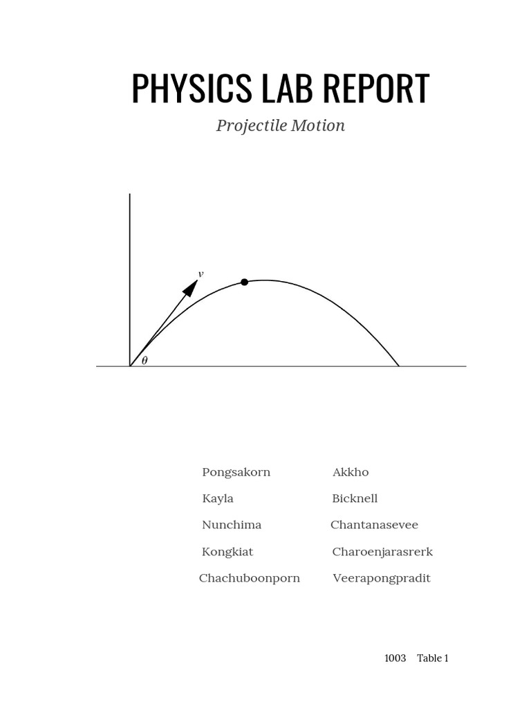 Projectile Motion Lab Report PDF Projectiles Spacetime