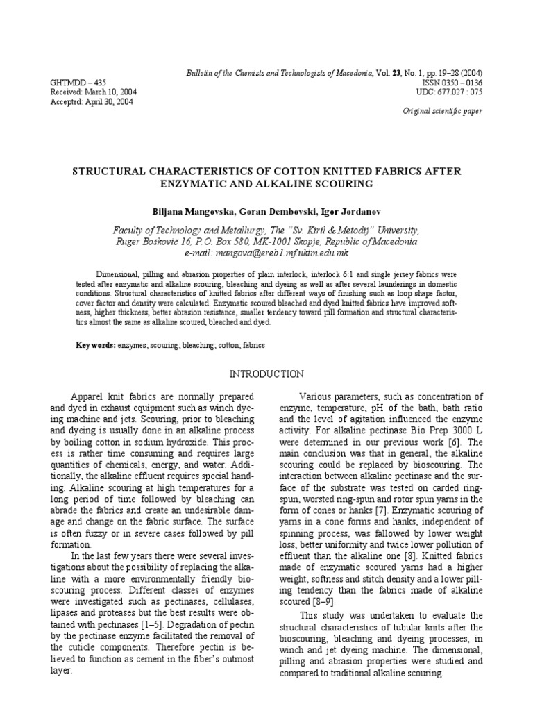 06 05 10 Characteristics of Knitted Fabrics After Enzyme Treatment