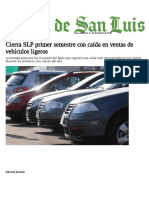 Cierra SLP primer semestre con caída en ventas de vehículos ligeros - El Sol de San Luis
