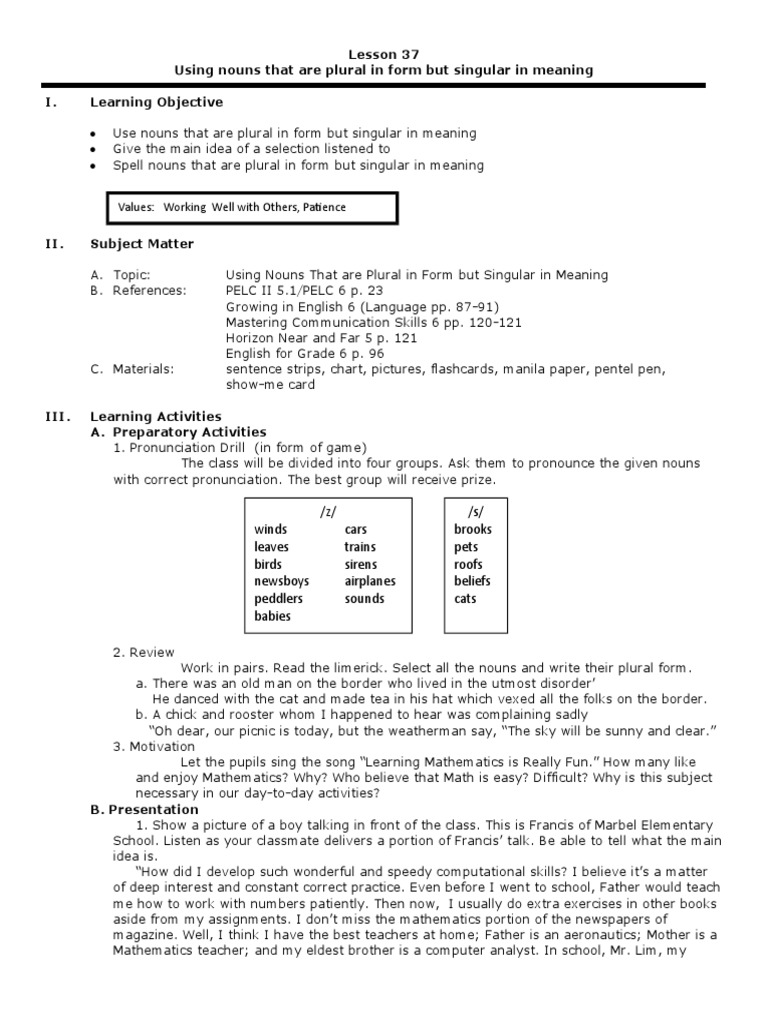 Plural Nouns with Singular Meaning | PDF | Grammatical Number | Plural