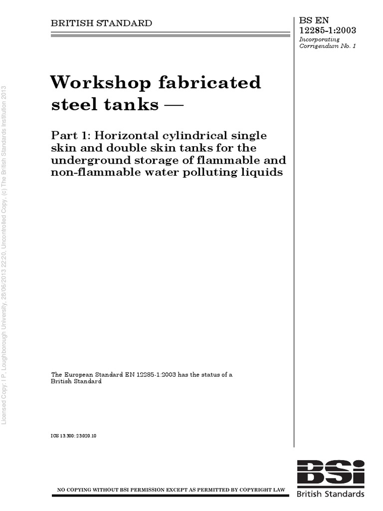 BSIBSEn1228512003 Underground Fuel Tank Design and Fabrication
