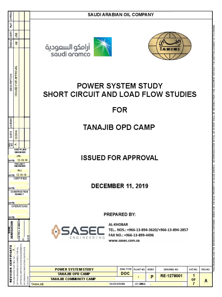 Power System Study for Tanajib OPD Camp | PDF | Electric Power System ...