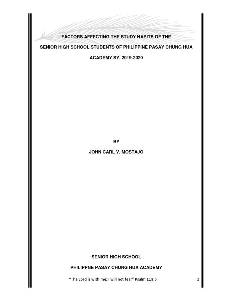 Factors Affecting The Study Habits of The | PDF | Procrastination ...