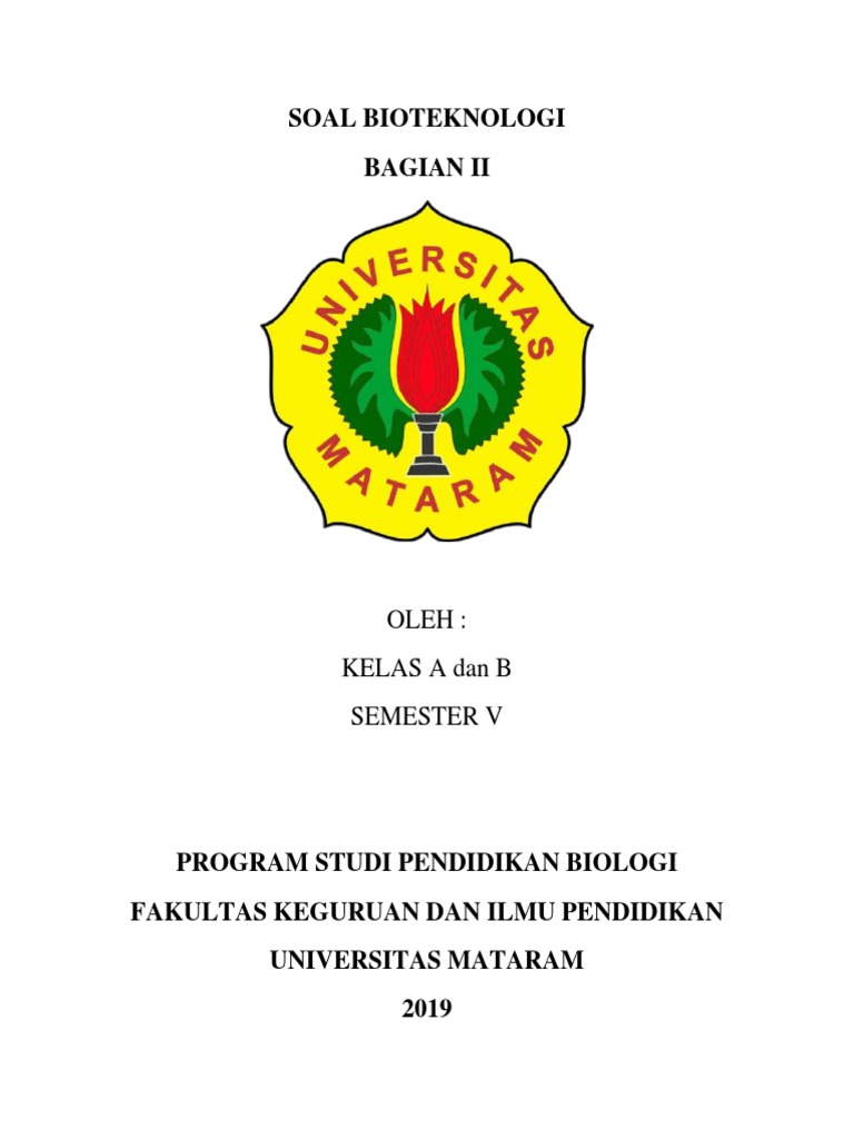 Soal Bioteknologi Kelas A B Bagian 2 Docx