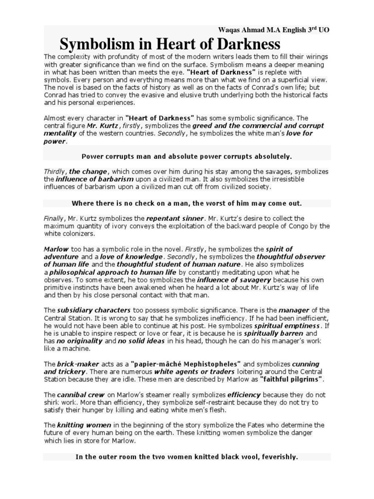 SymbolisminHeartofDarkness.pdf Heart Of Darkness Kurtz (Heart