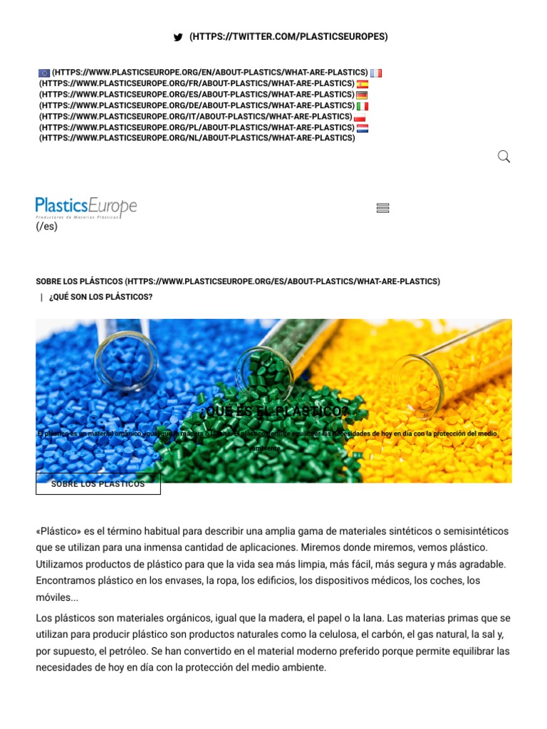¿Qué Son Los Plásticos PlasticsEurope PDF El plastico Materiales