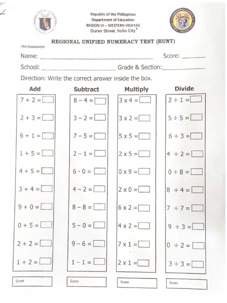 Numeracy Test PDF