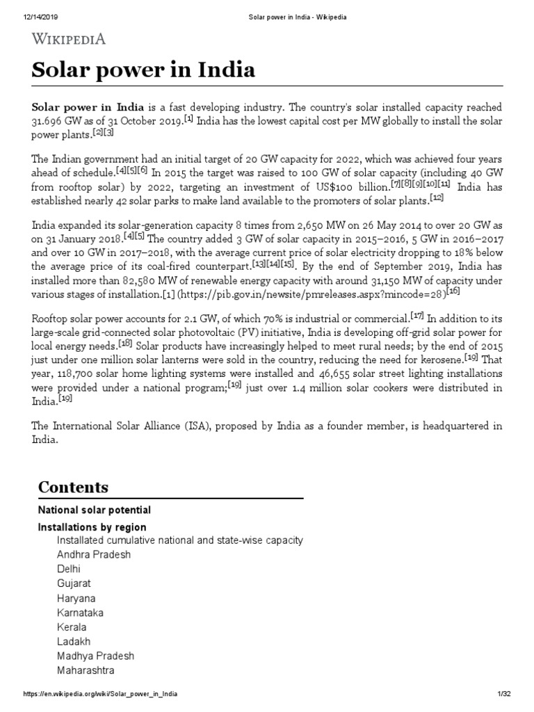 Solar Power in India - Wikipedia | PDF | Solar Power | Photovoltaics