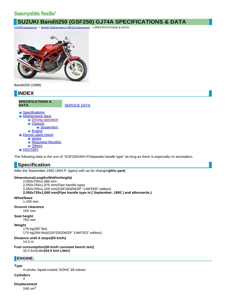 Suzuki Bandit Gsf 250 Ignition System Transmission Mechanics