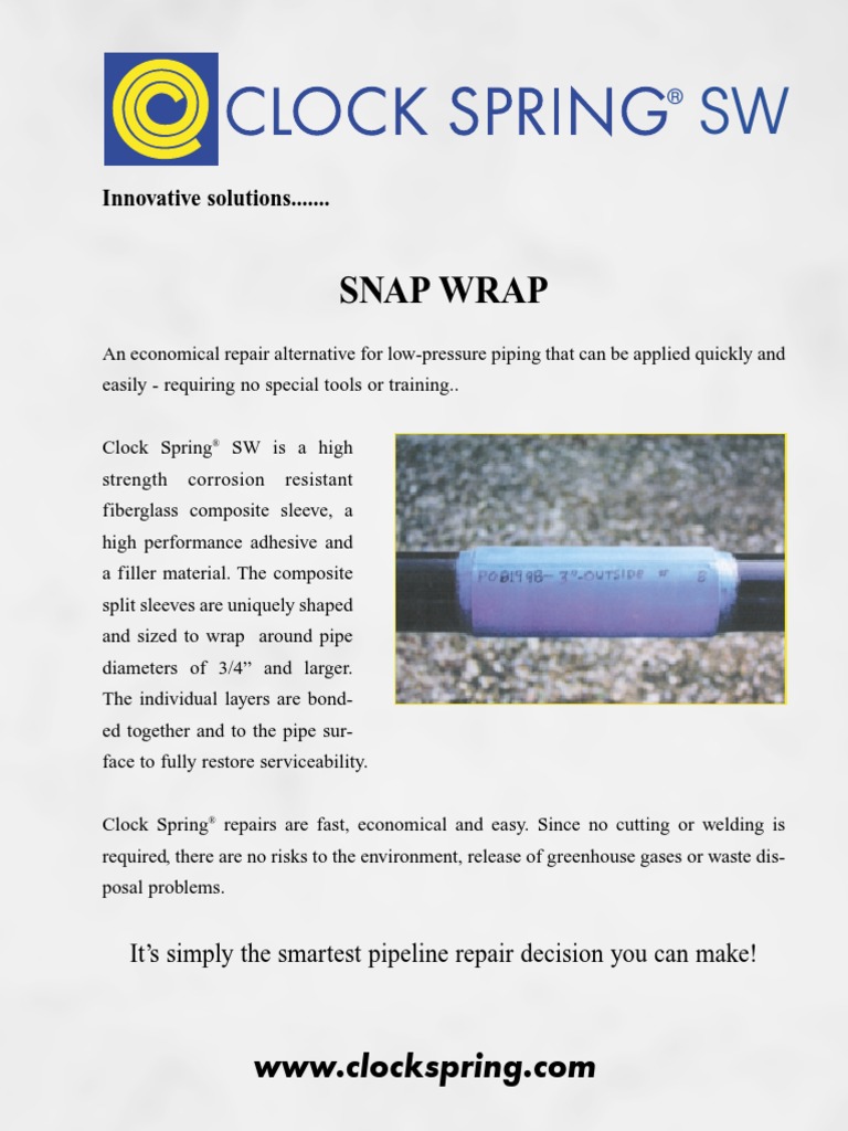 Clock Spring Snap Wrap | PDF | Shelf Life | Pipe (Fluid Conveyance)