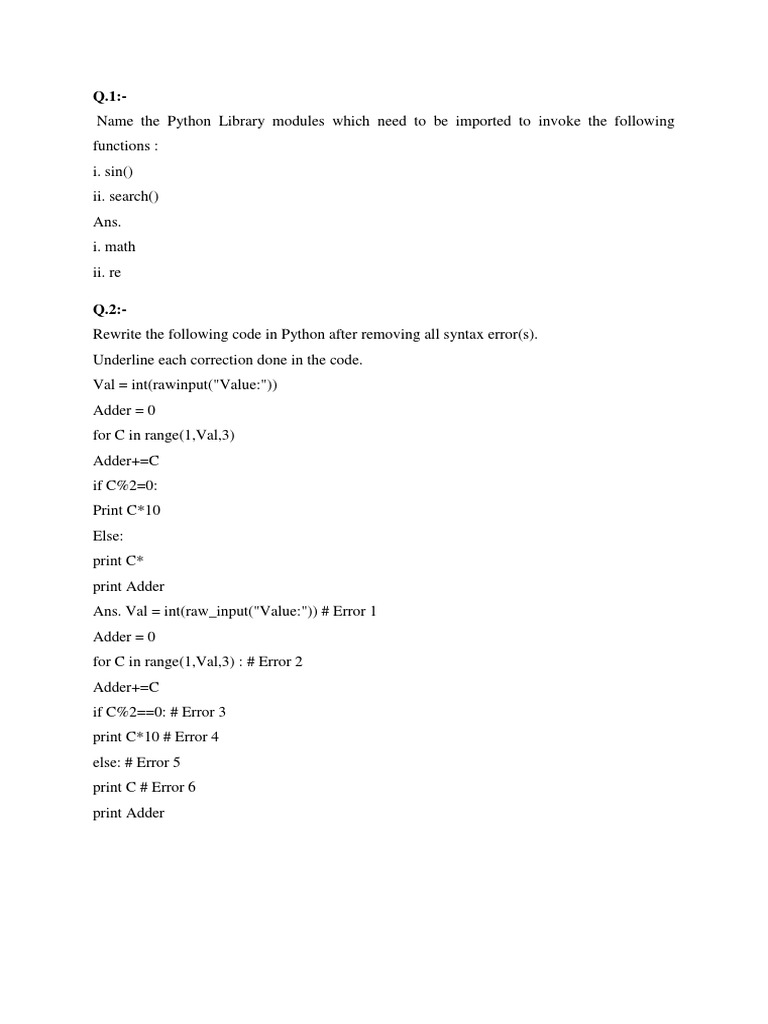 Sample Paper CS class 12 | C (Programming Language) | Subroutine