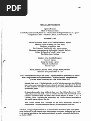Cilèa - Adriana Lecouvreur (Castel) PDF | PDF