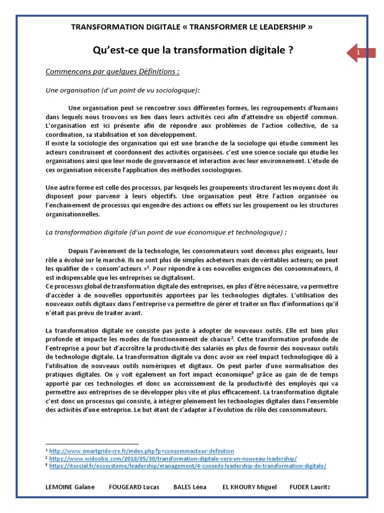 Les leviers de la transformation digitale | PDF | Gestion stratégique ...