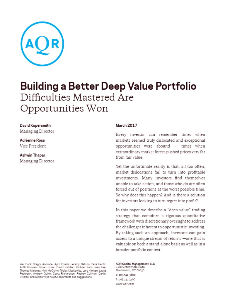 Enhancing Deep Value Investment Strategies | PDF | Value Investing ...