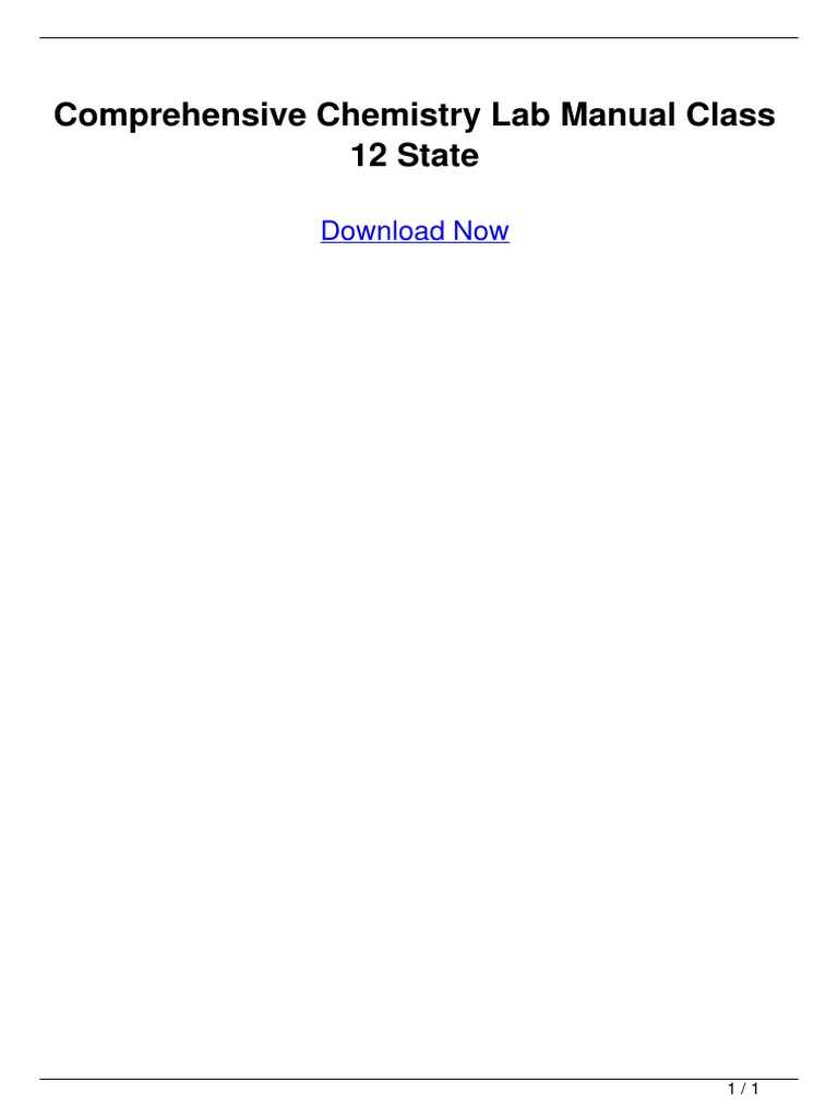 Comprehensive Chemistry Lab Manual Class 12 State PDF PDF