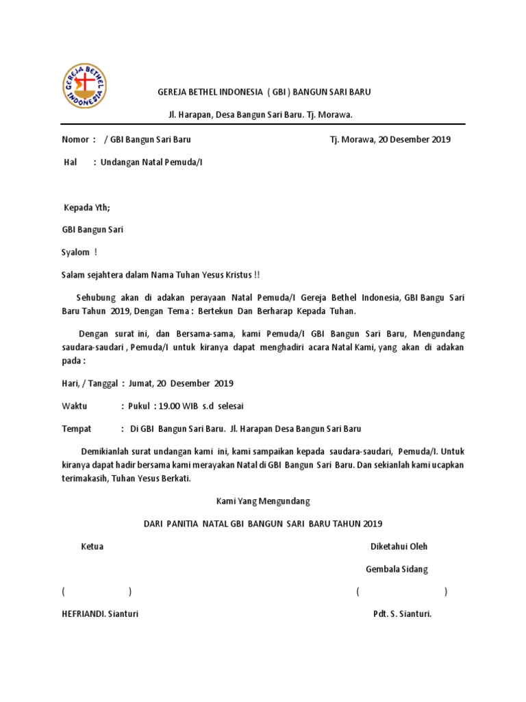 Surat Undangan Natal Gbi Pdf