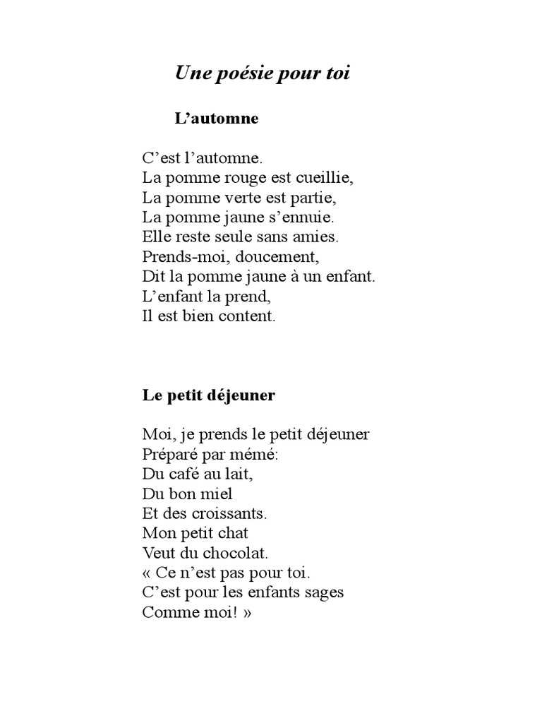 Une Poesie Pour Toi Pdf