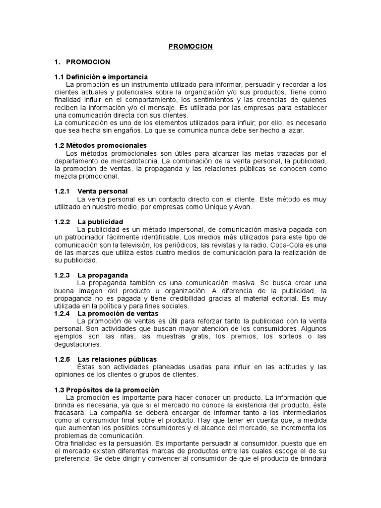 PROMOCION Marketing | PDF | Publicidad | Marketing