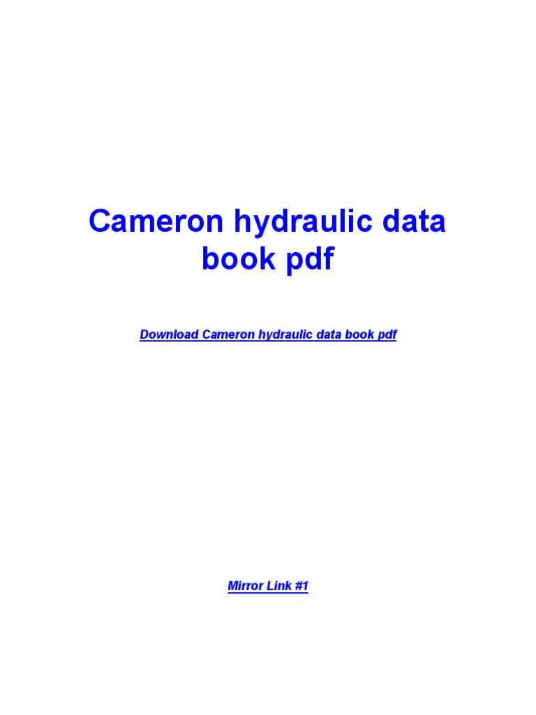 Cameron Hydraulic Data Book PDF PDF Microsoft Windows Backup