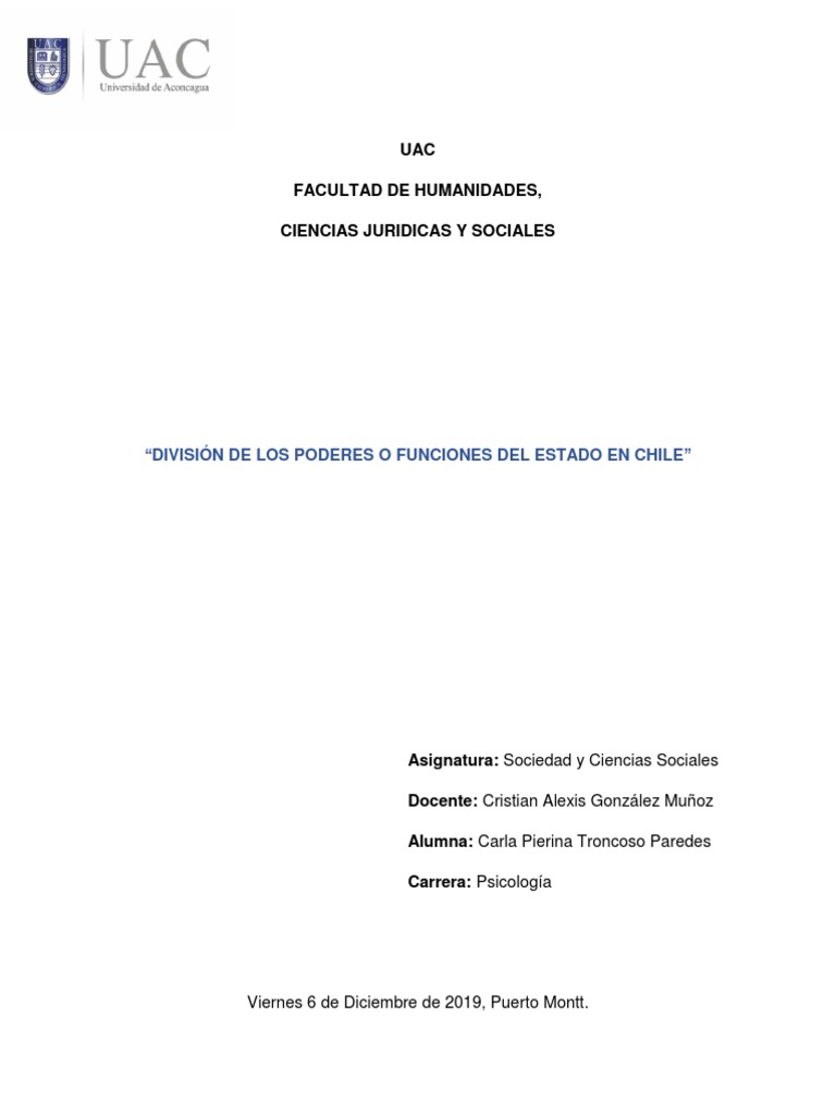 División de Poderes del Estado en Chile | PDF | Estado (política ...