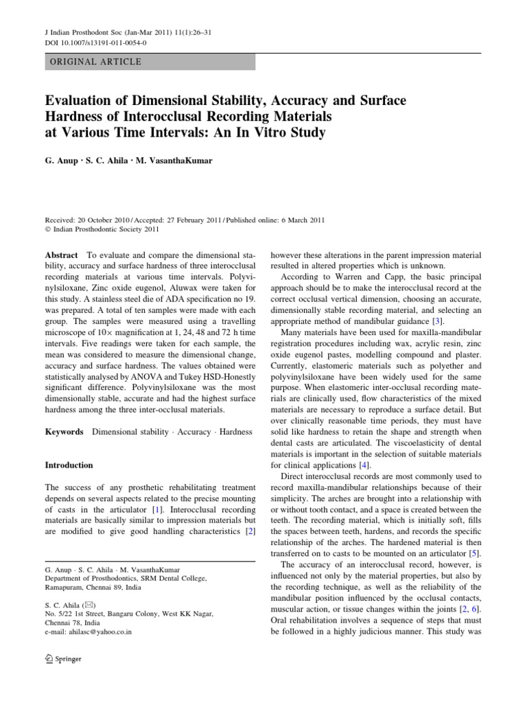 Evaluation of the Dimensional Stability, Accuracy, and Surface Hardness