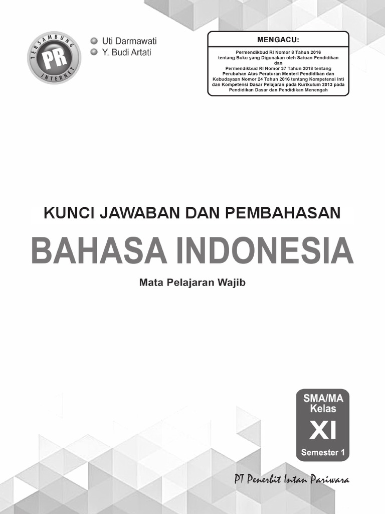 01 Kunci Pr Bahasa Indonesia 11a Edisi 2019