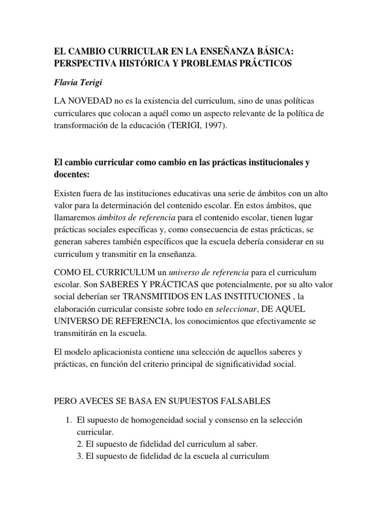 Cambio Curricular en Educación Básica | PDF | Plan de estudios | Cognición