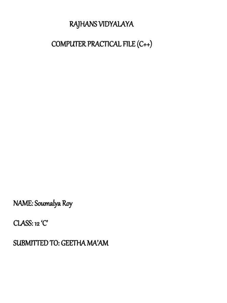 Practical File | PDF | Array Data Structure | C++