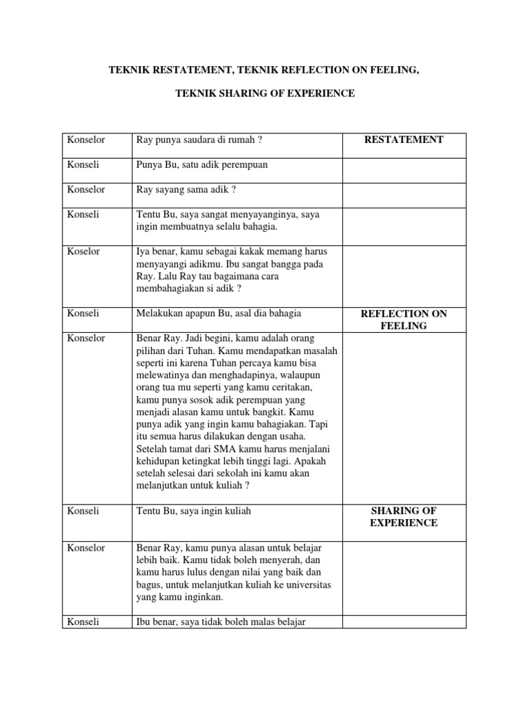 Teknik Restatement dalam Konseling | PDF