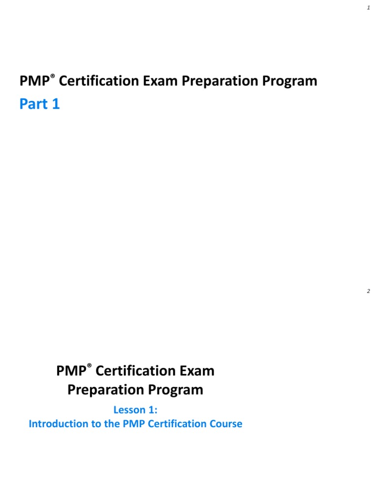 Part 1 - PMP 6 Edition Training Module - Day 1 - Updated PDF | PDF ...