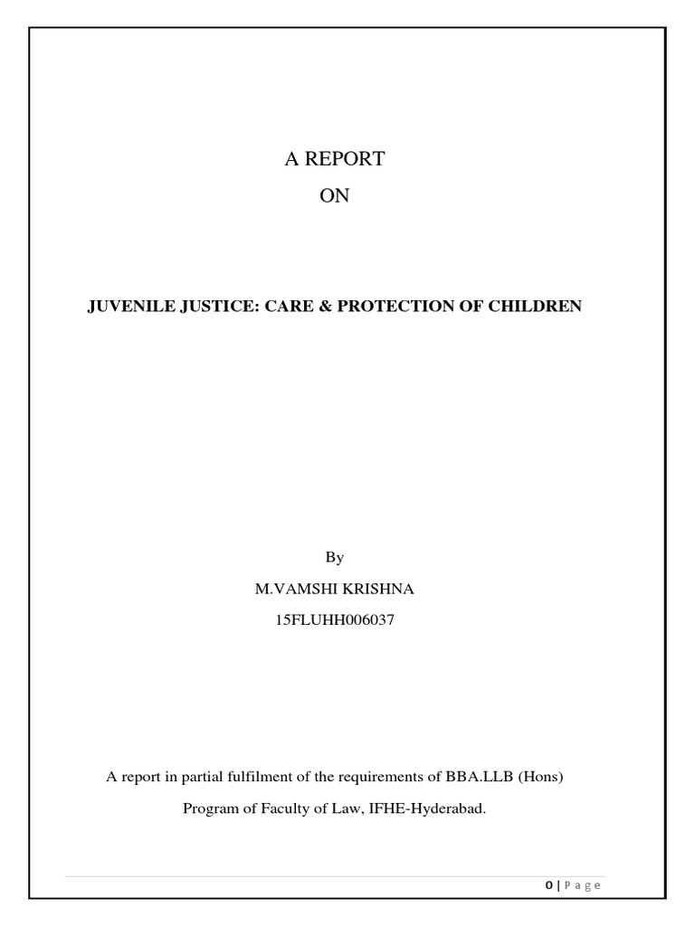 Juvenile Justice: Care & Protection Report | PDF | Bail | Crime & Violence