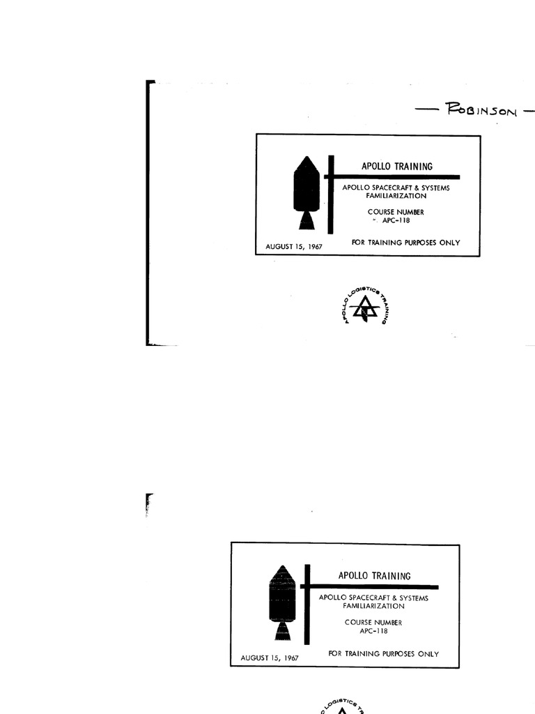 Apollo Training Apollo Spacecraft and Systems Familiarization | PDF