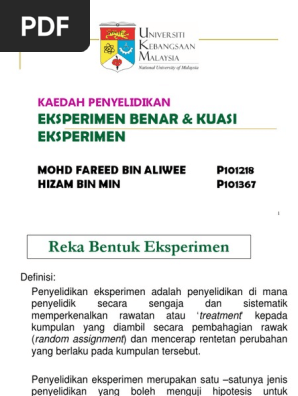 Eksperimen Benar Eksperimen Kuasi Pdf
