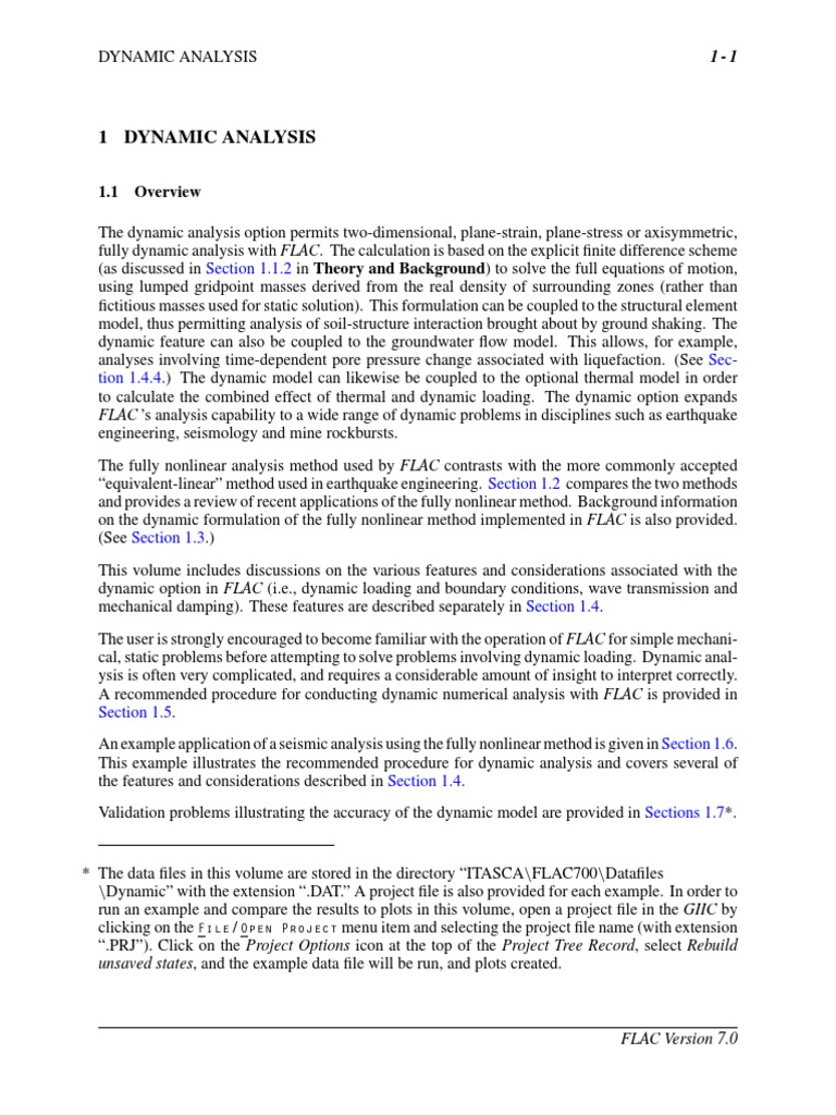 FLAC Dynamic Analysis Overview | PDF | Young's Modulus | Stress (Mechanics)