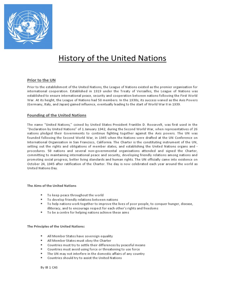History Of The United Nations Pdf Pdf League Of Nations United