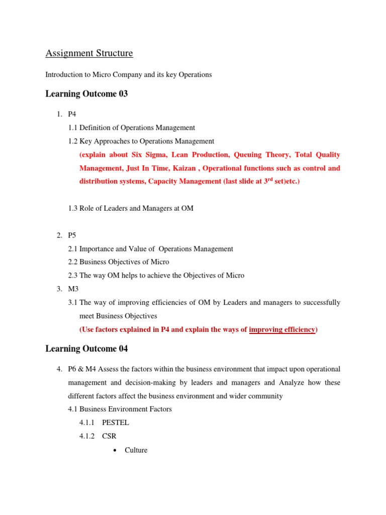 Structure of an assignment picture