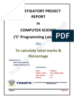 To Calculate Total Marks & Percentage