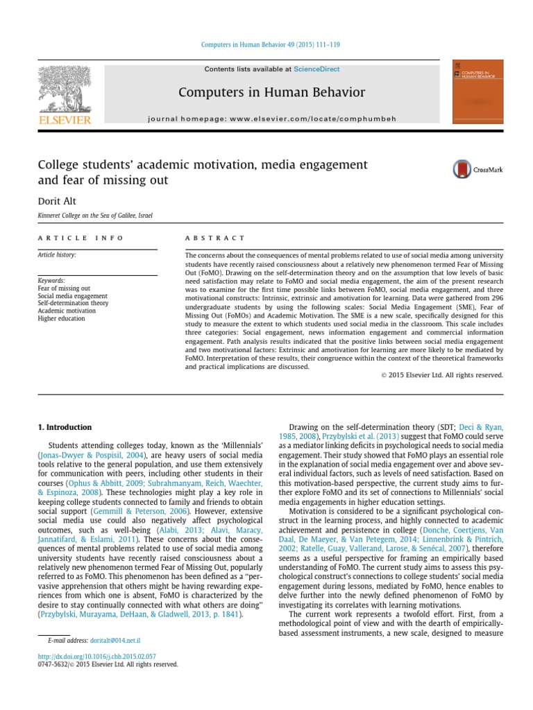 FoMO and Academic Motivation in Students | PDF | Motivation | Motivational