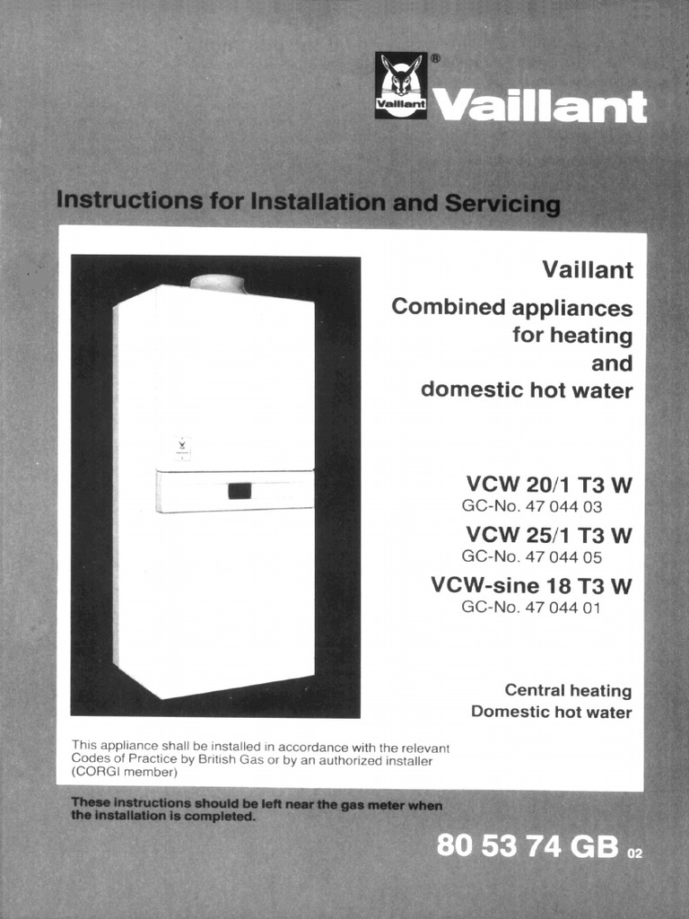 Vaillant VCW Sine 18 20-1 25-1 T3W PDF | PDF