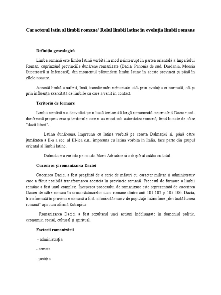 Limbile Romanice Si Limba Latina | PDF, image size:768x1024