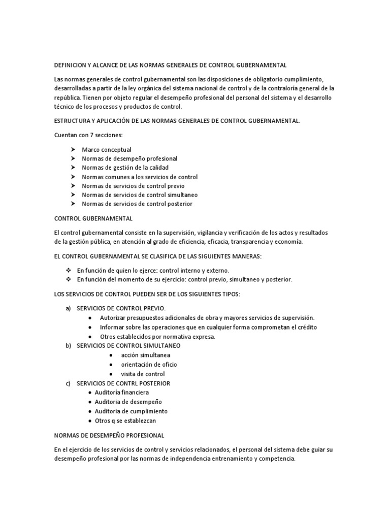 Normas de Control Gubernamental | PDF | Auditoría | Calidad (comercial)