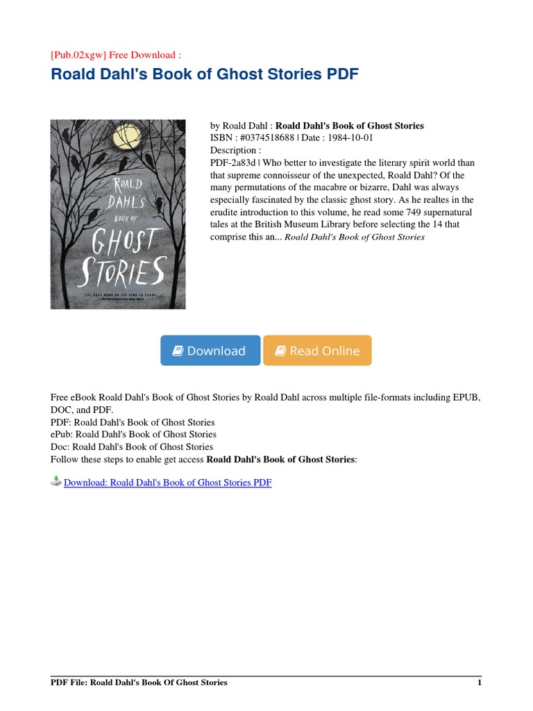 Roahld Dahl Book Books Ghost Stories