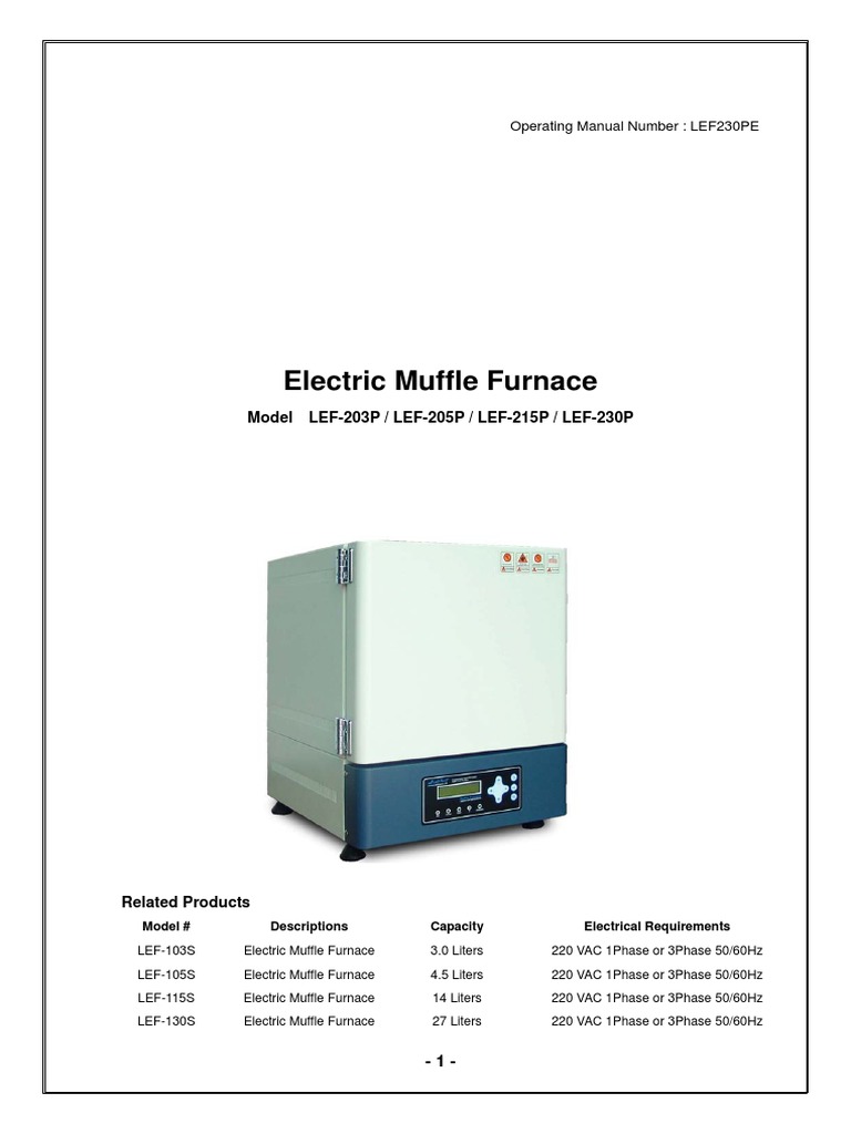 LEF230PE Electric Muffle Furnace Operating Manual PDF Implied
