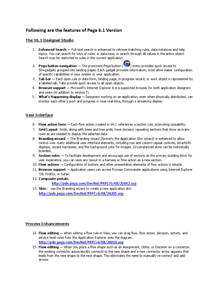 Features of Pega 6 1 | PDF | Object (Computer Science) | Internet Explorer