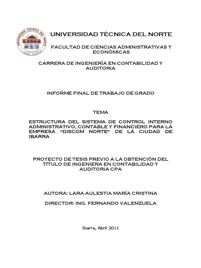Estructura Del Sistema de Control Interno | PDF | Contabilidad | normas ...