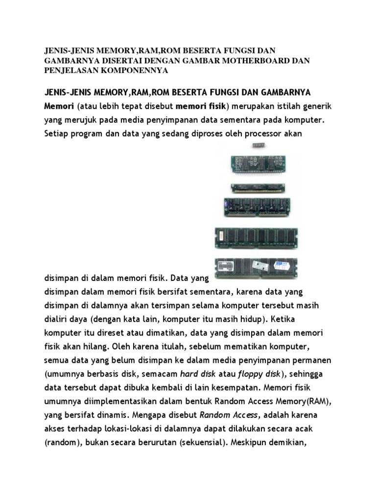 Jenis-Jenis Memori: RAM dan ROM | PDF